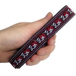 Темно-Красный 6.8m жаккардовая лента с цветочным рисунком в этническом стиле из полиэстера, темно-красный, 3/4 дюйм (20 мм), около 7.44 ярдов (6.8 м) / рулон