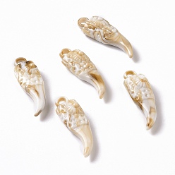 BurlyWood Acrylic Pendants, Imitation Gemstone Style, Horn, BurlyWood, 33x10x8mm, Hole: 3mm, about 442pcs/500g