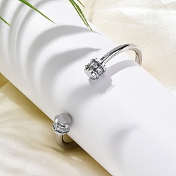 Нержавеющая Сталь Цвет 304 браслеты из нержавеющей стали, браслеты с крутящим моментом для женщин, с кубического циркония, цвет нержавеющей стали, внутренний диаметр: 2-1/4x1-7/8 дюйм (5.8x4.7 см)