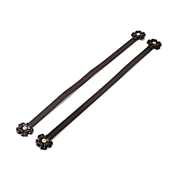 Coconut Brown Sakura Flower End Cowhide Leather Sew On Bag Handles, with Brass Findings, Bag Strap Replacement Accessories, Coconut Brown, 44.9x3.75x0.75cm, Hole: 1.8mm