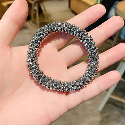 Серый Резинки для волос с блестящими стеклянными бусинами, эластичные резинки для волос для женщин, серые, 70 мм