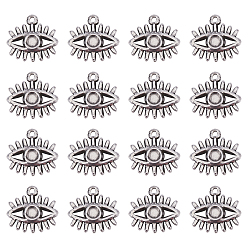 Stainless Steel Color 16Pcs 304 Stainless Steel Pendants Cabochon Settings, Eye, Stainless Steel Color, Tray: 2mm, 12.5x13.5x2mm, Hole: 1mm