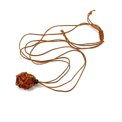 Красный Камень Регулируемые ожерелья с подвесками ручной работы из натуральной красной яшмы, 31.50 дюйм (80 см)