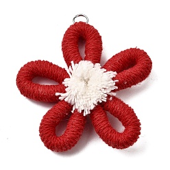 (123L) Белый крем непрозрачный блеск Подвески из полиэстера, цветок, с платиновым соединительным кольцом, огнеупорный кирпич, 56x59x10 мм, отверстие : 5 мм