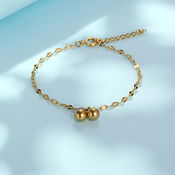 Настоящее золото 18K 304 стали круглые браслеты из нержавеющей очарование, Женские браслеты-цепочки в виде кофейных зерен с застежкой-карабином, реальный 18 k позолоченный, 6-3/4 дюйм (17 см)