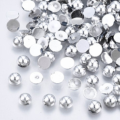 Платина Абс пластмассовые кабошоны, полукруглый, платина, 4x2 мм , около 10000 шт / мешок