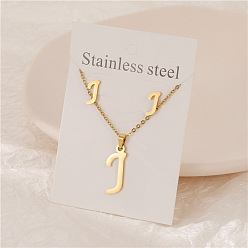 Letter J Ожерелья с подвесками в виде букв из нержавеющей стали и комплекты серег-гвоздиков, золотые, буква J, 450 мм