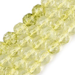 Темный Хаки Хрустящие прозрачные стеклянные бусины нити, имитация желе, круглые, граненые, Темный хаки, 7.5~8 мм, отверстие : 0.8~1.5 мм, около 48~49 шт / нитка, 13.98~14.57 дюйм (35.5~37 см)