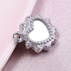 Edelstahl Farbe Anlaufgeschützt 304 Charms aus Edelstahl, Herz Charme, Edelstahl Farbe, 10x12x3 mm, Bohrung: 1.2 mm