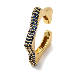 Темно-Синий Кольца-манжеты для женщин с открытыми кольцами из латуни и кубическим цирконием в виде звезды, без свинца и без кадмия, долговечный, реальный 18 k позолоченный, темно-синий, 3.5 мм