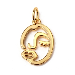 Золотой Латунные подвески, с прыжковых колец, долговечный, абстрактное лицо, золотые, 15x10x1 мм, переходное кольцо: 5x0.7 мм, внутренний диаметр: 3.6 мм