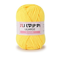 Желтый 4-слойная пряжа из полиэфирного и акрилового волокна для тафтинговых ковриков, пряжа амигуруми, пряжа для вязания крючком, для свитера, шапки, носков, детских одеял, желтые, 2.5 мм, около 76.55 ярдов (70 м) / моток