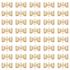 Настоящее золото 14K 40шт. стойка покрытие латунный соединитель подвески, долговечный, без кадмия и без свинца, бантом ссылки, реальный 14 k позолоченный, 7.5x11.5x3 мм, отверстие : 1 мм