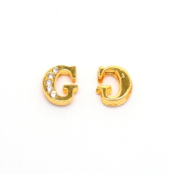 Letter G Прелести сплава слайд, с хрустальными стразами и буквицей а ~ я, letter.g, г: 11.5x10x4 мм, отверстие : 1.5x8 мм