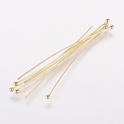 Golden Rack Plating Brass Ball Head pins, Long-Lasting Plated, Electroplated, Golden, 50x0.5mm, 24 Gauge, Head: 2mm