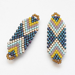 Стально-синий Японский бисер miyuki & toho ручной работы ссылки, Ткацкий станок, стальной синий, 35x12x2 мм, отверстие : 1~2 мм