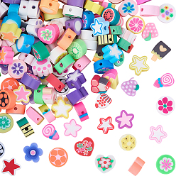 (52) Непрозрачная лаванда 180 шт 9 стили ручной работы из полимерной глины бусины, разноцветные, 7~12x8~11x4~5 мм, отверстие : 1.2~2 мм, 20 шт / стиль