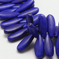 Prussian Blue Synthetical Dyed Turquoise Teardrop Bead Strand, Prussian Blue, 25x10x5mm, Hole: 1mm, about 760pcs/kg