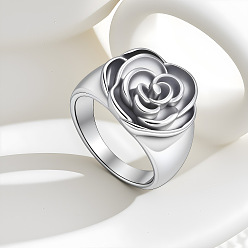 Нержавеющая Сталь Цвет 304 кольца для пальцев из нержавеющей стали для женщин, цветок, цвет нержавеющей стали, размер США 7 (17.3 мм)