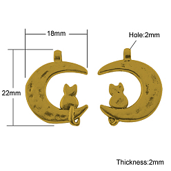 Античное Золото Сплавочные подвески тибетского стиля, без кадмия и без свинца, луна, античное золото , 22x18x2 мм, отверстие : 2 мм