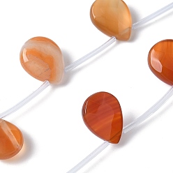Red Agate Нити бусин из натурального красного агата (окрашенные и нагретые), граненые, слеза, Топ пробуренной, 16x12x5 мм, отверстие : 0.7 мм, около 15 шт / нитка, 15.04'' (38.2 см)