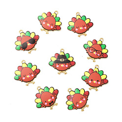 (52) Непрозрачная лаванда Милые подвески из сплава с принтом, золотой свет, без кадмия, без никеля и без свинца, очарование индейки, разноцветные, 26x26x2 мм, отверстие : 2 мм