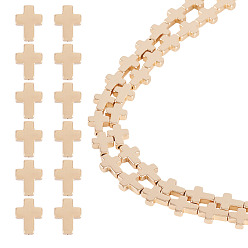 Светло-Золотое Покрытие 2 нити гальванизированные синтетические немагнитные гематитовые бусины нити, крестик, свет позолоченные, 8x6x2 мм, отверстие : 0.8 мм, около 49 шт / нитка, 15.75'' (40 см)