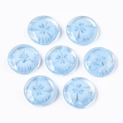 Sky Blue Translucent Pattern Buttons, Resin Button
, Sky Blue, about 14mm in diameter, hole: 1mm, about 270pcs/bag