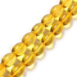 Янтарный Янтарные шарики нити, овальные, 10x7 мм, отверстие : 0.5 мм, около 41 шт / нитка, 16.14 дюйм (41 см)