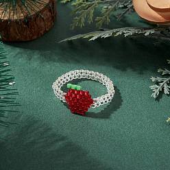 Яблоко Рождественские стеклянные бусины перстни для женщин, яблоко, 3.5~12 мм, внутренний диаметр: 20.5 мм