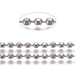 Stainless Steel Color Tarnish Resistant 304 Stainless Steel Ball Chains, with Card Paper, Stainless Steel Color, 2x2mm