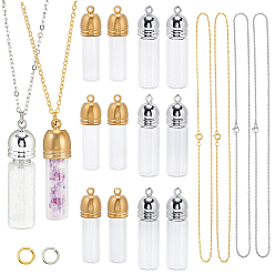 (52) Непрозрачная лаванда Наборы для изготовления ожерелий своими руками, включая подвески для стеклянных бутылок, 304 Открытые соединительные кольца и цепочки из нержавеющей стали, латунные открытые соединительные кольца и цепочки, разноцветные, 36x10 мм, отверстие : 1.8 мм