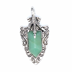 Зеленый Авантюрин Естественный зеленый авантюрин подвески, коготь дракона, 55x23x8 мм