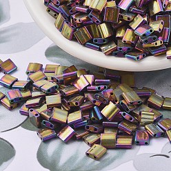 (TL188) Metallic Purple Gold Iris MIYUKI TILA Beads, Japanese Seed Beads, 2-Hole, (TL188) Metallic Purple Gold Iris, 5x5x1.9mm, Hole: 0.8mm, about 5900pcs/500g