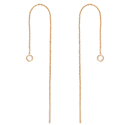 Настоящее золото 14K 16шт. стойка покрытие латунные серьги-гвоздики фурнитура, с отверстием, нить, долговечный, без кадмия и без свинца, реальный 14 k позолоченный, 101x1 мм, отверстие : 1.6 мм, штифты : 0.7 мм