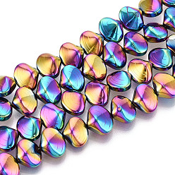 (966) Внутренний цвет Кристалл / Лиловато-лиловый на подкладке Гальванические нити из синтетических немагнитных гематитовых бусин, вакуумное покрытие pvd, формы раковины, с покрытием цвета радуги, 8.9x10.2x6.5 мм, отверстие : 1 мм, около 50 шт / нитка, 15.75'' (40 см)