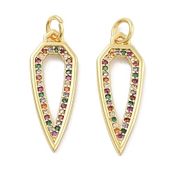 Золотой Стойка металлическая латунная микропрофилированная кубическая циркония подвески, долговечный, без свинца и без кадмия, слеза, золотые, 24.5x9x1.5 мм, отверстие : 3 мм