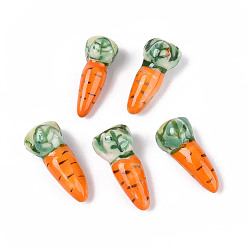 Темно-Оранжевый Фарфоровые бусины ручной работы, морковь, пастельный фарфор, темно-оранжевый, 23.5~25x11~12x11~12 мм, отверстие : 1.6~1.8 мм