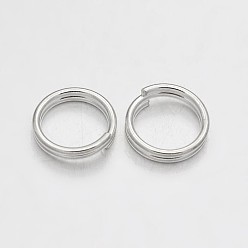 Silver Brass Split Rings, Double Loops Jump Rings, Silver Color Plated, 7x0.6mm, about 6.4mm inner diameter, about 4760pcs/500g