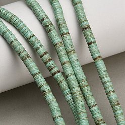 Medium Aquamarine Natural Agate Beads Strands, Dyed, Heishi Beads, Flat Round/Disc, Medium Aquamarine, 4.5x1.5mm, Hole: 0.7mm, about 270pcs/strand, 15.75''(40cm)