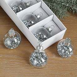 White Glass Pendants, for Party Decoration, Round, White, 40mm, 6pcs/set