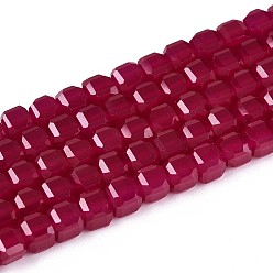 Red Corundum Нити бусин из красного корунда, выращенного в лаборатории, граненые, бусины-кубы с настольной огранкой, 3~3.5x3~3.5x3~3.5 мм, отверстие : 0.6 мм, около 119~121 шт / нитка, 15.35 дюйм (39 см)