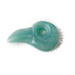 Зеленый Авантюрин Естественный зеленый авантюрин подвески, птица, 23x43 мм, отверстие : 5 мм