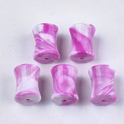 Orchid Acrylic Beads, Imitation Gemstone Style, Two Tone, Bamboo Joint, Orchid, 23x19mm, Hole: 3mm, about 77pcs/500g