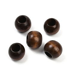 Кокосово-Коричневый Спрей окрашены деревянные европейские бусины, круглые, бусины с большим отверстием, кокосового коричневый, 19~20 мм, отверстие : 9~9.5 мм