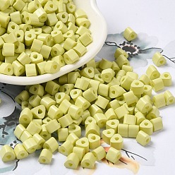 Бледно-Золотистый Запекание расписной стеклянной бусины, Цейлон, треугольное отверстие, душат, бледно золотарник, 5x5x4 мм, отверстие : 1.3 мм, 3150 шт / фунт