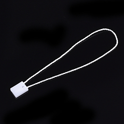 White Polyester Cord with Seal Tag, Plastic Hang Tag Fasteners, White, 185~195x1mm, about 850pcs/bag