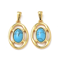Oval 304 нержавеющая сталь с подвесками из синтетической бирюзы, золотые, овальные, 26x17x5.5 мм, отверстие : 8x3.5 мм