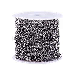 Gunmetal Brass Twisted Chains, Curb Chains, Soldered, Cadmium Free & Nickel Free & Lead Free, with Spool, Gunmetal, 3x2x0.45mm, 10m/roll, 1roll