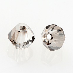 Gray Plated Grade AAA Electroplate Glass Beads Spacers, Faceted Bicone, Gray Plated, 3x2mm, Hole: 0.5mm, about 600pcs/bag